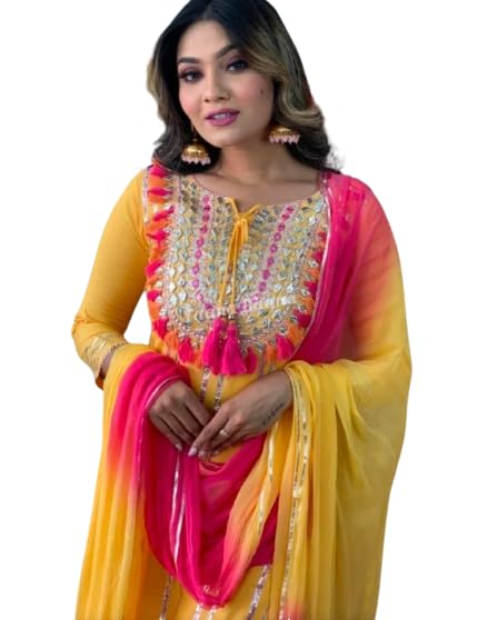 Yellow Heavy Gota Pati Work Suit