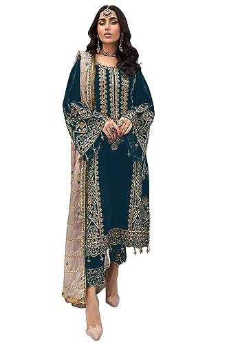 Reflections Women's Heavy Embroidery & Sequence Work Cotton Festival Wear Sami-stitched Salwar Dress (H_F_58968598)