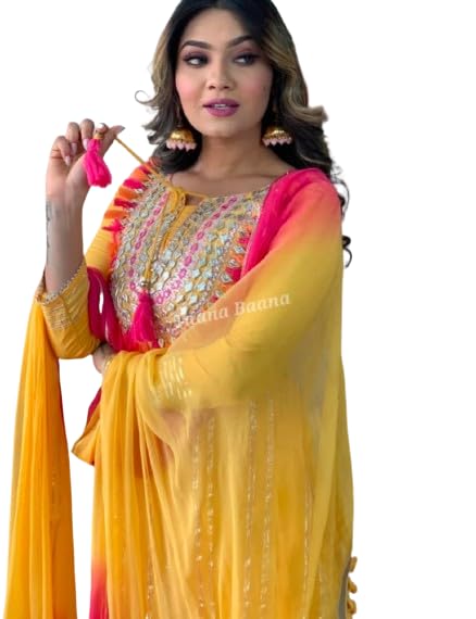 Yellow Heavy Gota Pati Work Suit