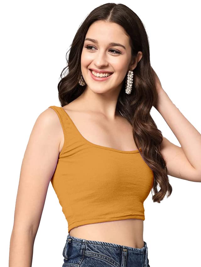 Knitted Sleeveless Lycra Scoop Neck Regular Fit Tank Top