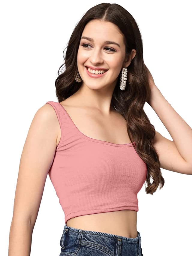 Knitted Sleeveless Lycra Scoop Neck Regular Fit Tank Top