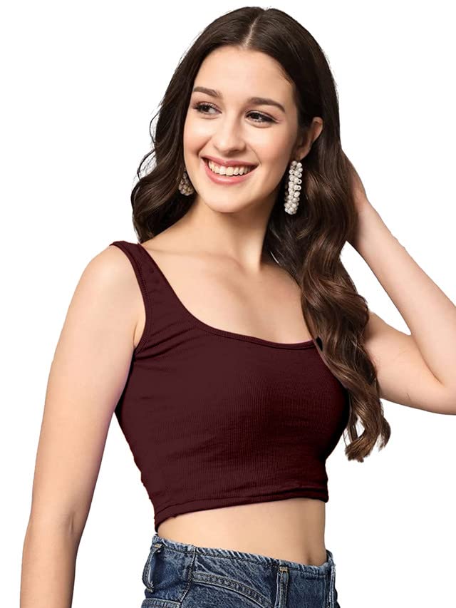 Knitted Sleeveless Lycra Scoop Neck Regular Fit Tank Top