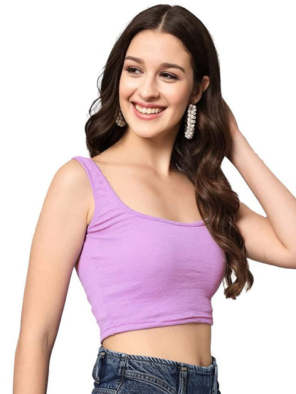 Knitted Sleeveless Lycra Scoop Neck Regular Fit Tank Top