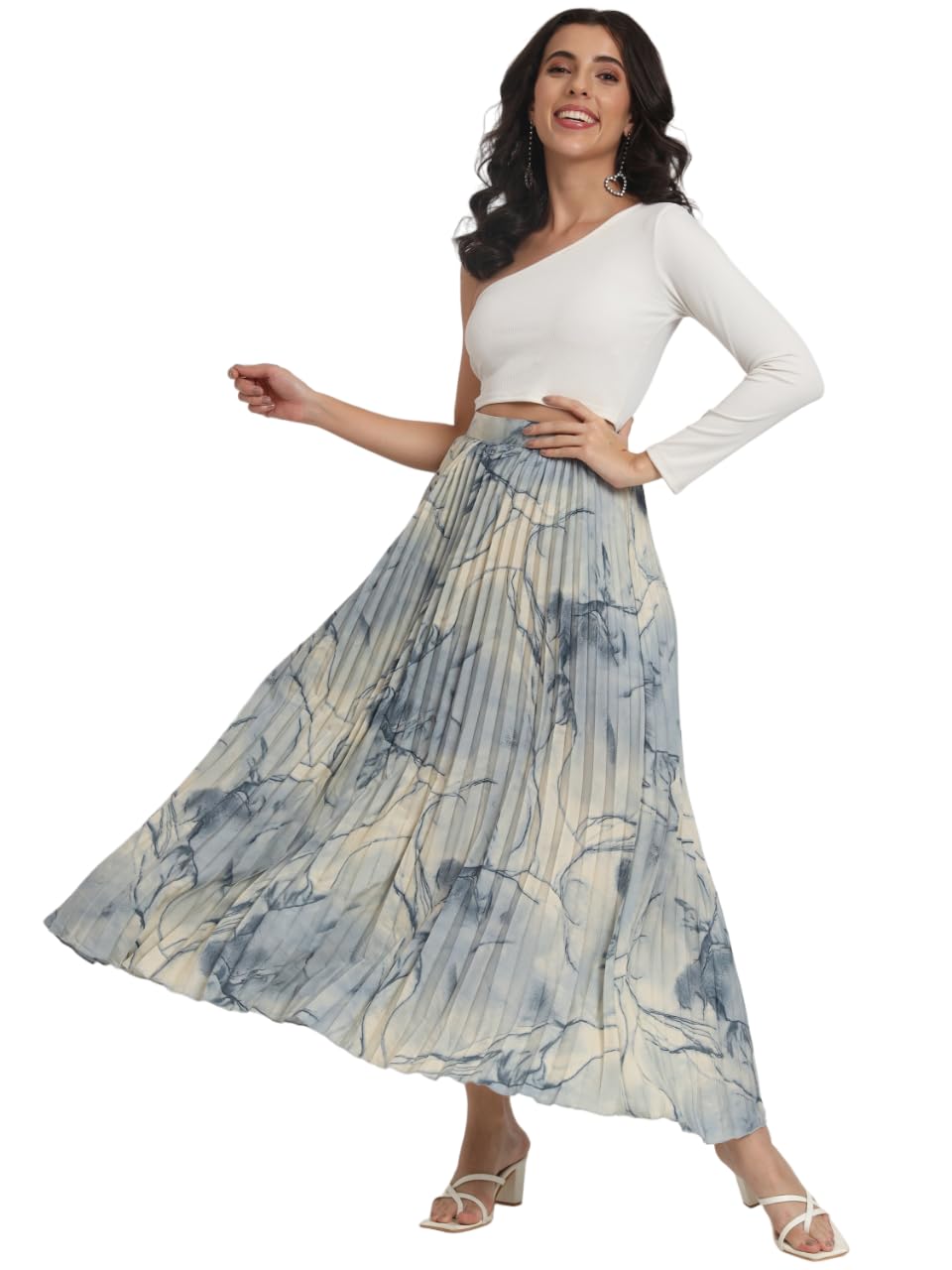 OTABU Marble Elegance A Woman's A-Line Long Printed Skirt Masterpiece