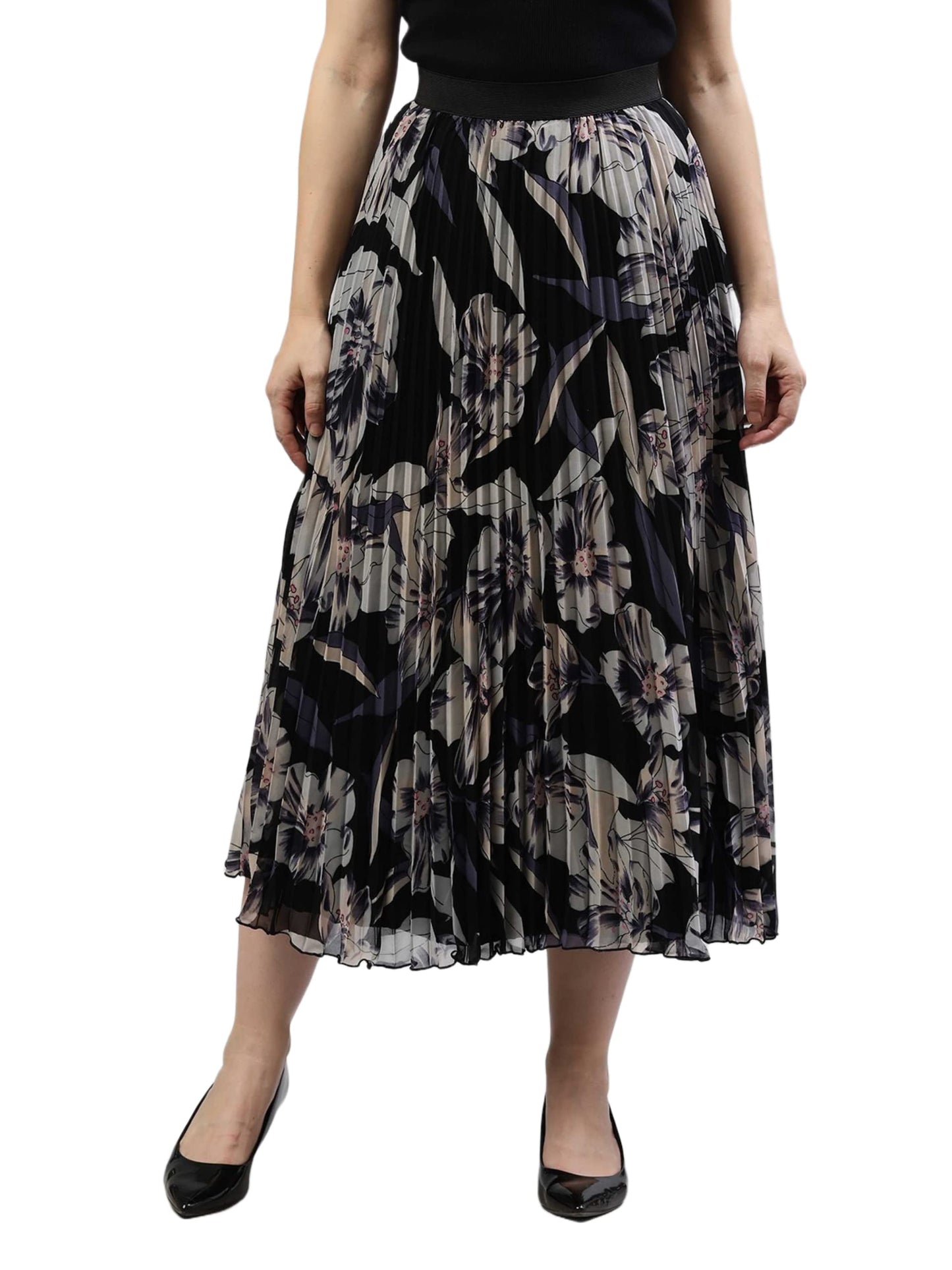 KUDUZO Girl's|Women's Classic Stretchy All Time Trendy Printed Pleated Skirt|Western Skirt |midi Skirt