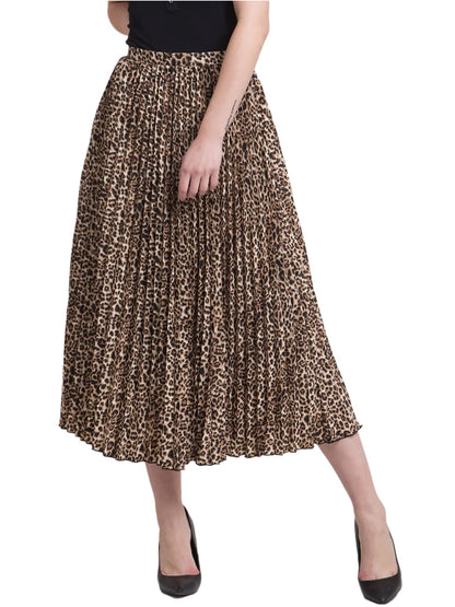 KUDUZO Girl's|Women's Classic Stretchy All Time Trendy Printed Pleated Skirt|Western Skirt |midi Skirt