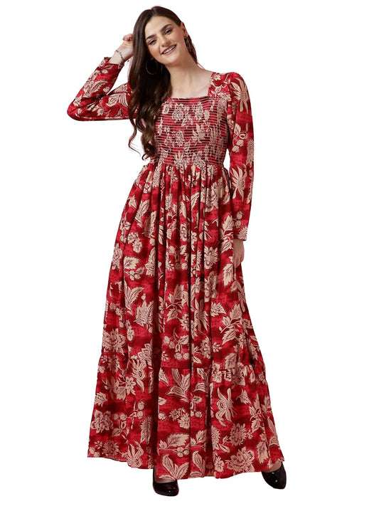 Sheetal Associates Women's Maxi Floral Print Crepe Regular Sleeves Casual Dress