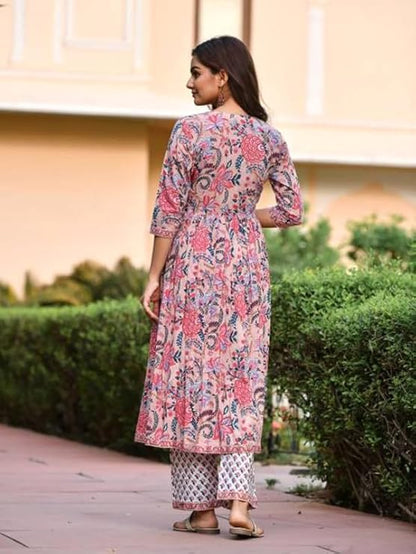 Pinkmint Abstract Printed Anarkali Kurta & Stright Kurta with Fancy Dupatta Set for Women