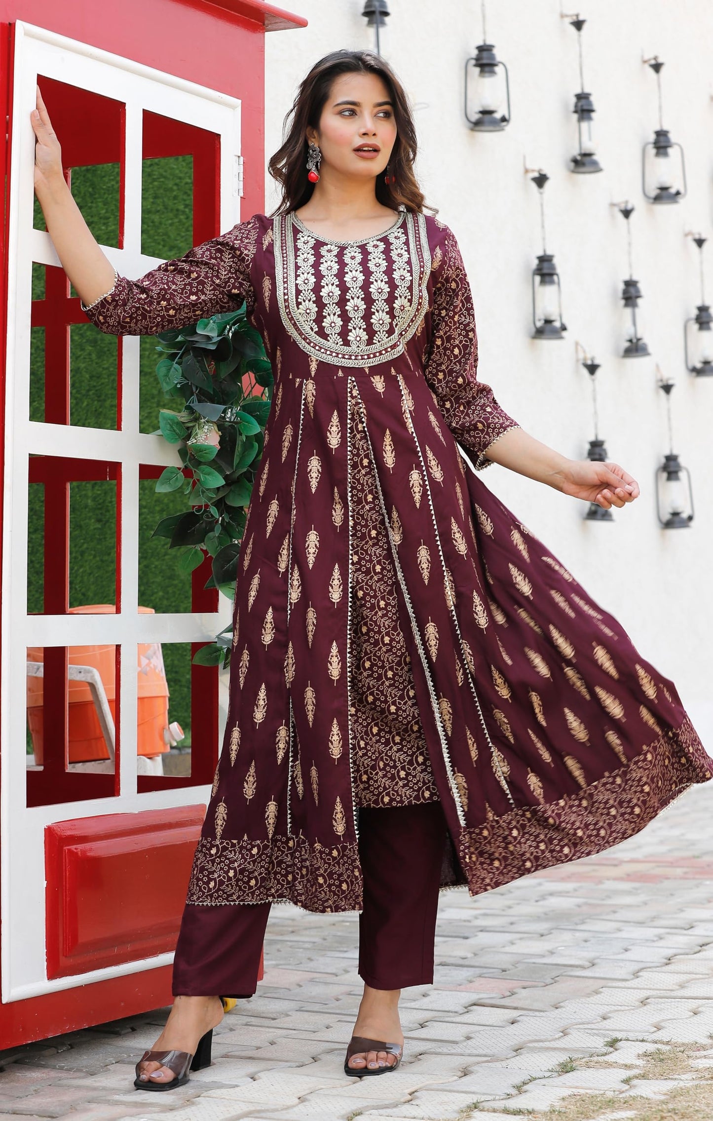 Rayon Printed Kurta with Pants & Dupatta Set for Women Long Middle Cut Kurtis