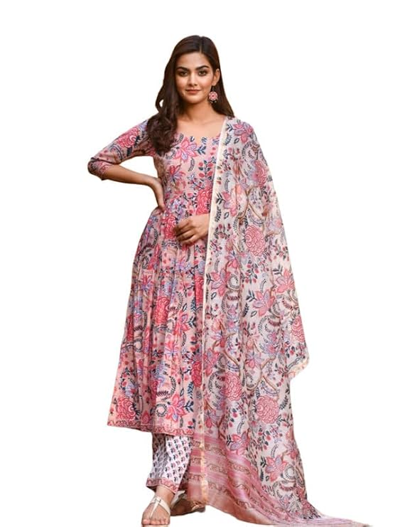 Pinkmint Abstract Printed Anarkali Kurta & Stright Kurta with Fancy Dupatta Set for Women